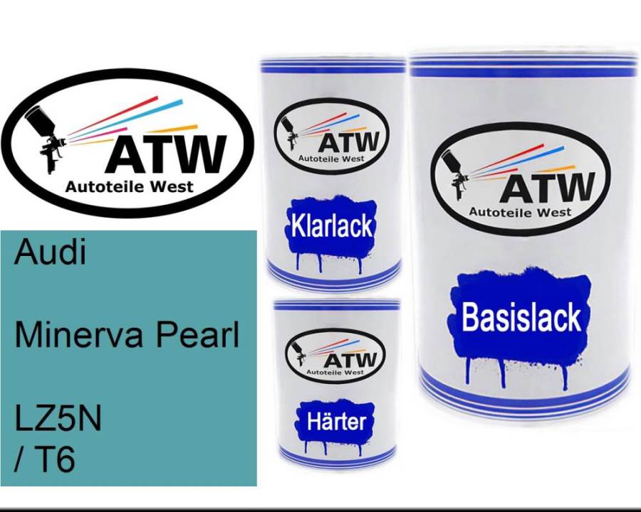 Audi, Minerva Pearl, LZ5N / T6: 500ml Lackdose + 500ml Klarlack + 250ml Härter - Set, von ATW Autoteile West.